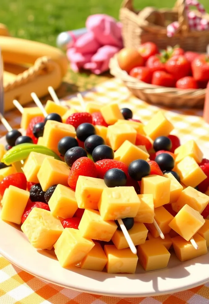 16 Healthy Snack Ideas That Your Kids Will Actually Love (Surprise #8!) - 9. Fruit and Cheese Kabobs