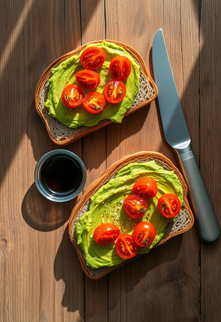 20 Quick Breakfast Ideas Ready in 10 Minutes or Less - 2. Avocado Toast with Cherry Tomatoes