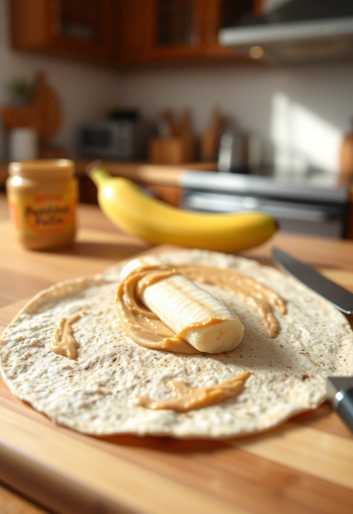 20 Quick Breakfast Ideas Ready in 10 Minutes or Less - 6. Peanut Butter Banana Wrap