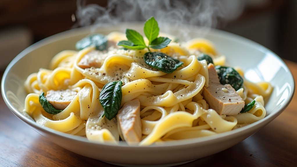 creamy chicken spinach pasta