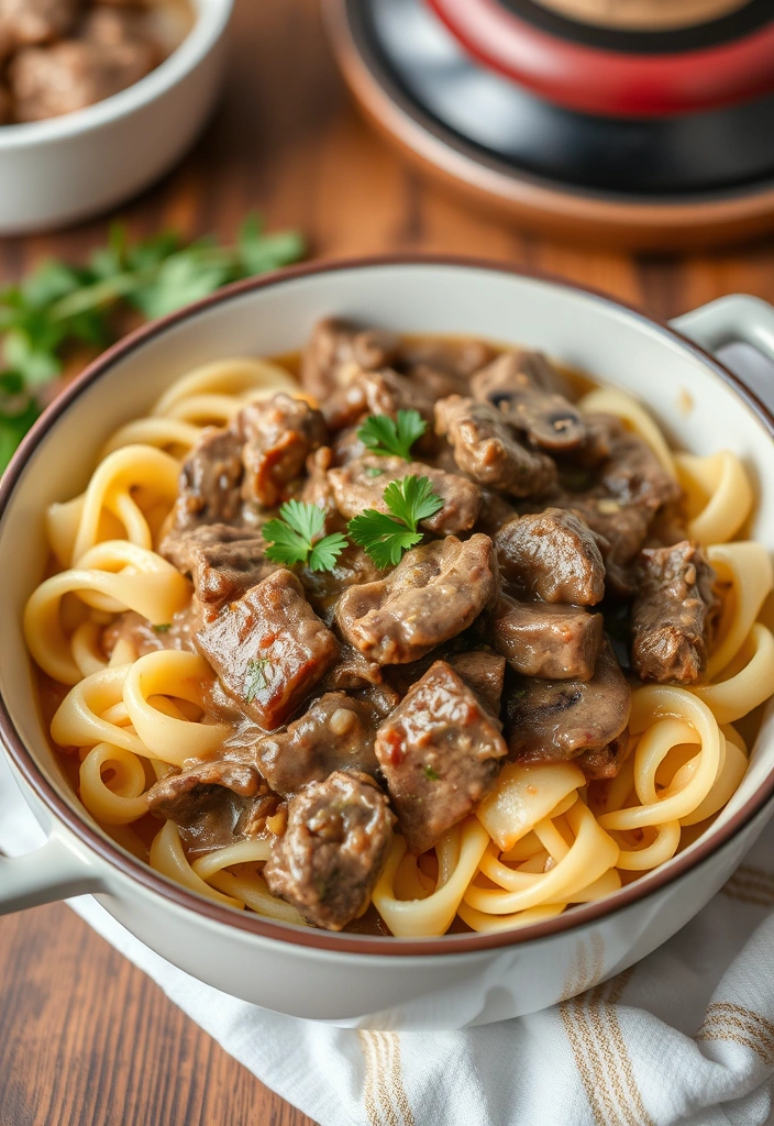 10 One-Pot Budget Meals So Tasty You'll Make Them Weekly! - 5. Beef and Mushroom Stroganoff