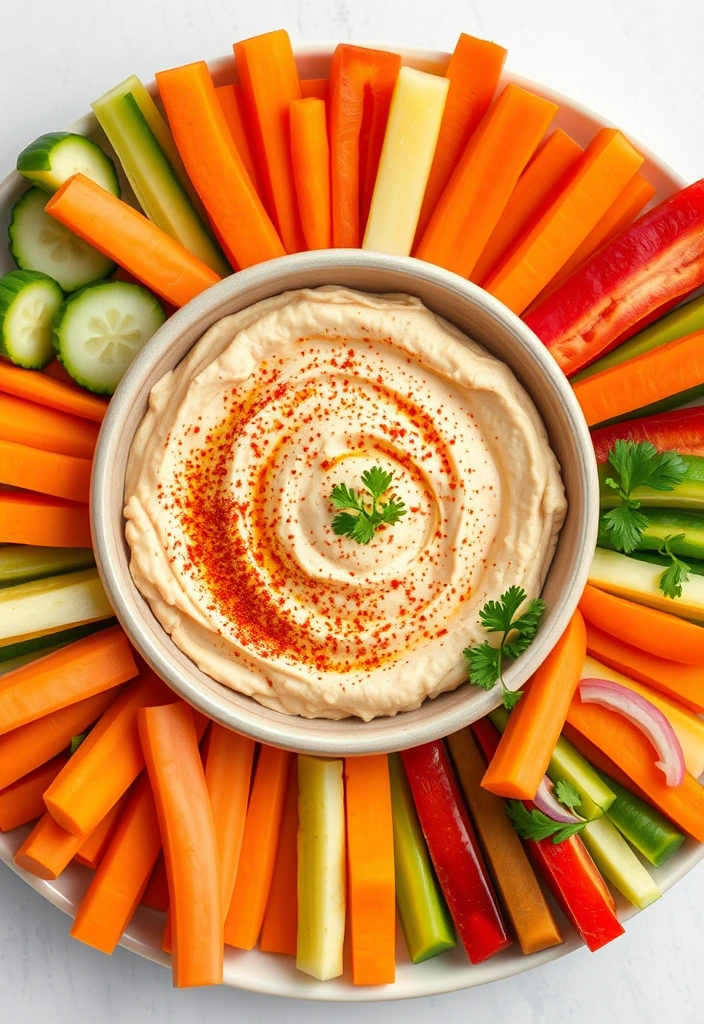 14 Healthy Crowd Recipes That Are Surprisingly Cheap (You’ll Love #4!) - 3. Chickpea Hummus with Veggie Sticks