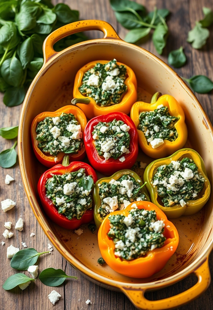 14 Healthy Crowd Recipes That Are Surprisingly Cheap (You’ll Love #4!) - 7. Spinach and Feta Stuffed Peppers