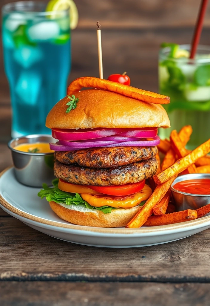 15 Affordable Vegetarian Meals That Are Bursting with Flavor (You Won't Believe #9!) - 11. Veggie Burger with Sweet Potato Fries