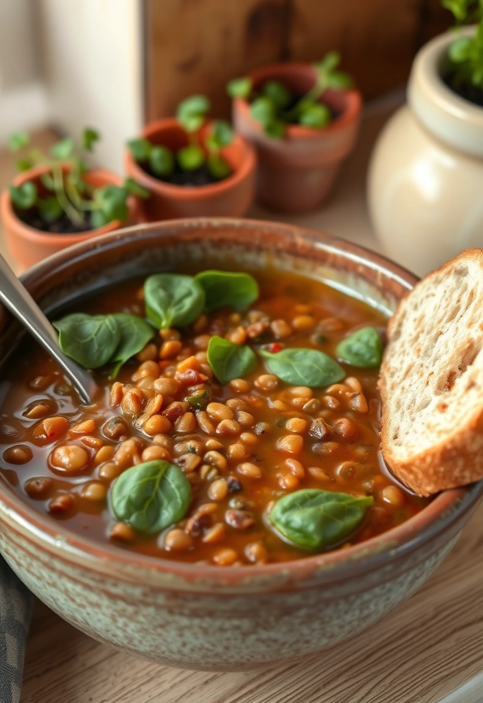 15 Cheap and Healthy Dinner Recipes for Beginners That Will Wow Your Taste Buds! - 4. Lentil Soup with Spinach