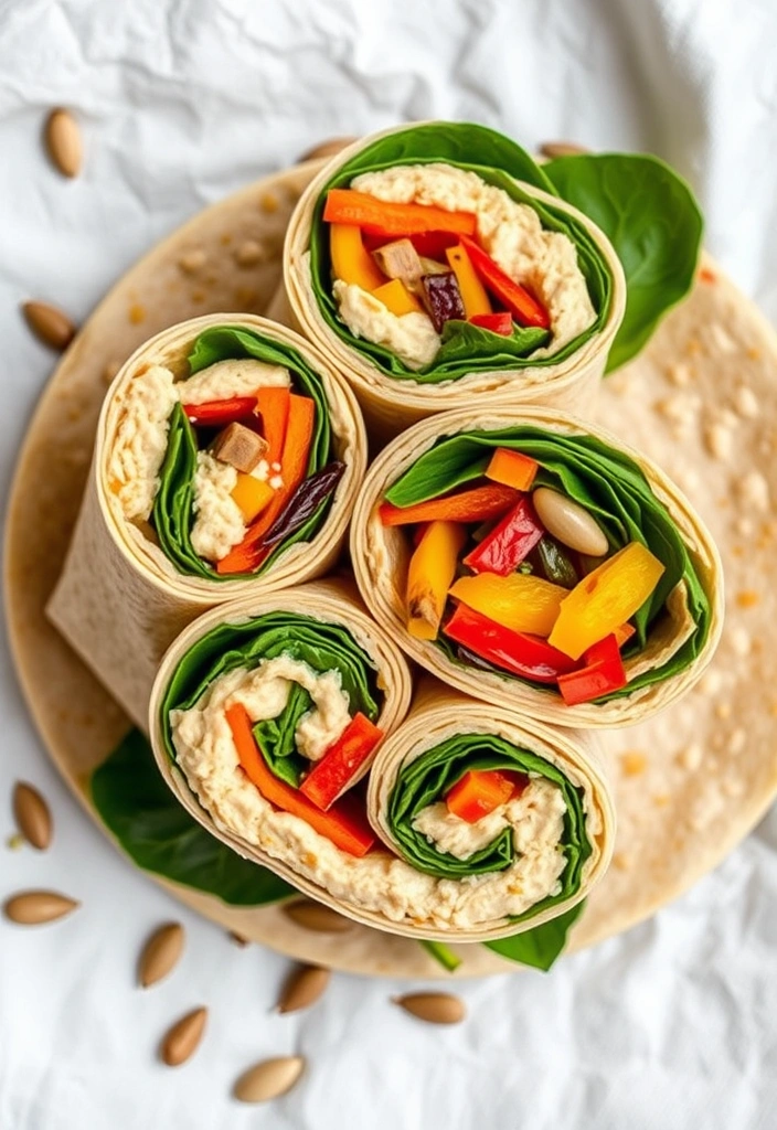 15-Minute Wrap Recipes for an Easy Lunch or Dinner - 2. Veggie Hummus Wrap