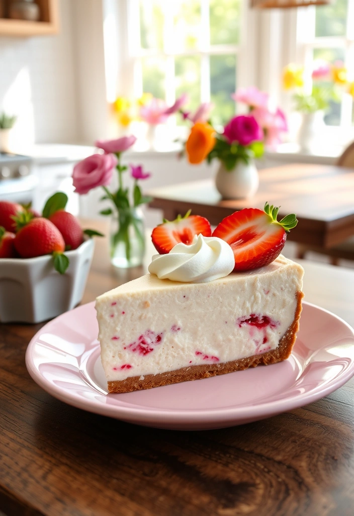 7 Simple Cheesecake Recipes for Beginners - 2. No-Bake Strawberry Cheesecake