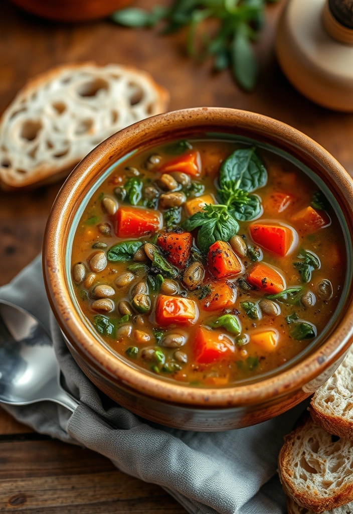 The Cheapest Protein-Packed Meals You Can Make at Home - 2. Lentil Soup with Spinach